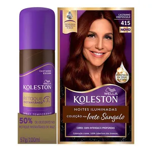 Kit Coloração Creme Koleston Castanho Crepúsculo 415 + Retoque Instantâneo