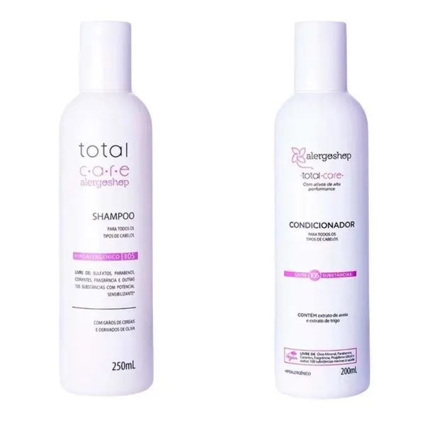 KIT Shampoo + Condicionador Hipoalergênico Total Care Alergoshop Branco