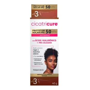 Protetor Solar Facial Cicatricure FPS 50 Antissinais Cor Escura 3 40g