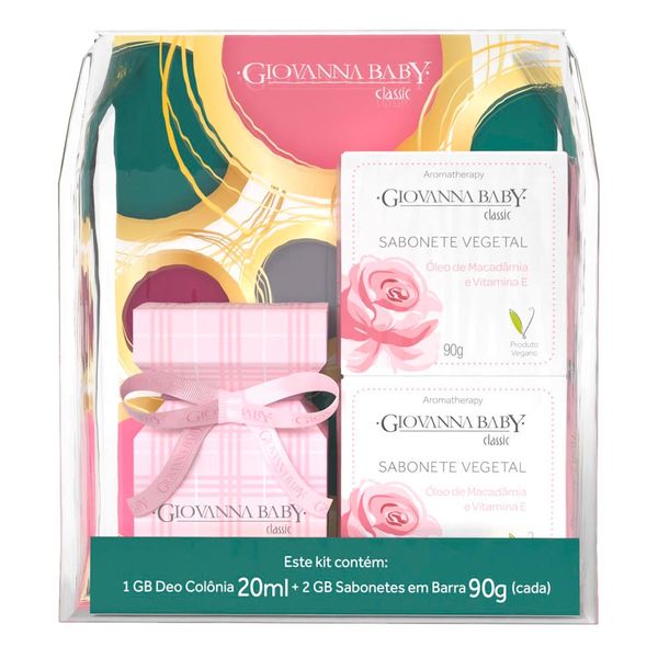 Kit Giovanna Baby Classic Colônia 20ml + 2 Sabonetes Vegetais 90g 300g 012 Rosa Bebê