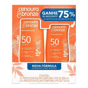 Kit Protetor Solar FPS 50 200ml + Protetor Solar FPS 50 110ml Cenoura & Bronze