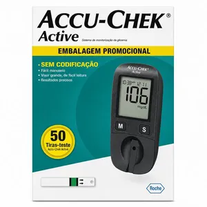 Kit AccuChek Active Roche Aparelho + 50 Tiras Glicemia