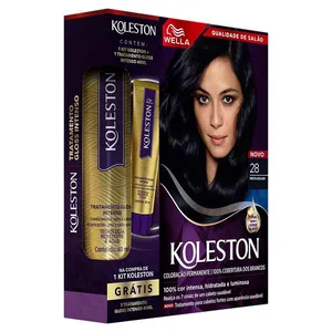 Kit Wella Koleston Coloração Permanente Creme 28 Preto Azulado + Tratamento Gloss Intenso 40ml