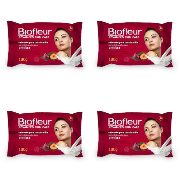 Kit c/4 Sabonetes Biofleur 180g Ameixa 180g cada