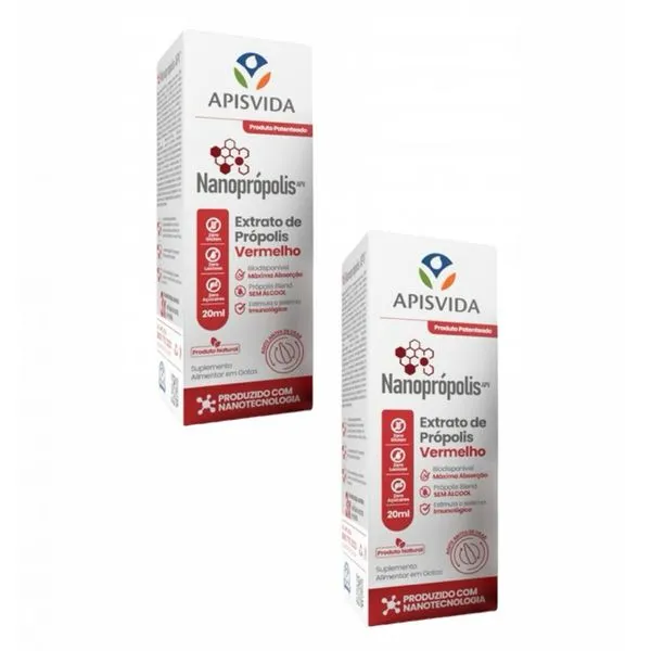 2x Nanoprópolis Extrato de Própolis Vermelho 20ml- Apis Vida