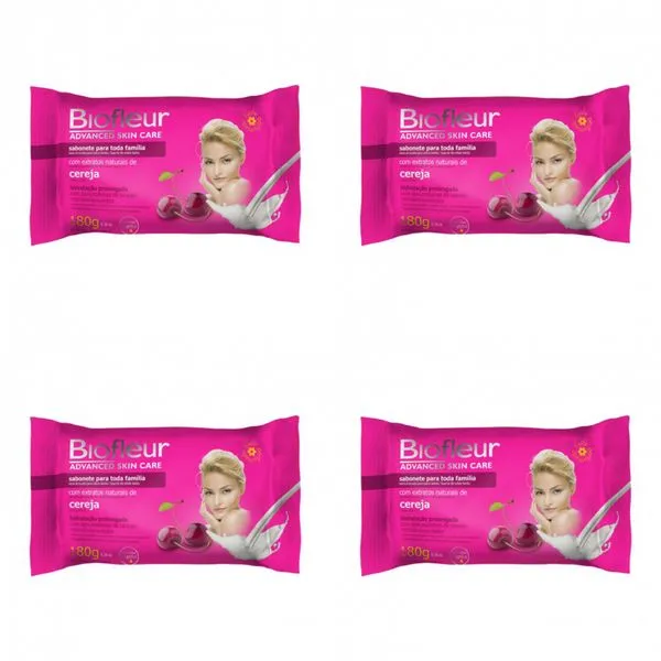 Kit c/4 Sabonetes Biofleur Cereja 180g cada
