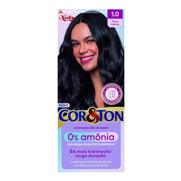Tinta de Cabelo Niely Cor&Ton Creme 1.0 Preto Intenso 0% Amônia