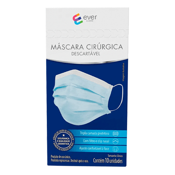 Máscara Cirurgica Descartável Ever Care 10 Unidades