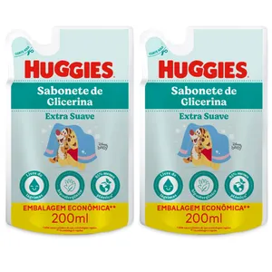 Kit com 2 Unidades de Sabonete Líquido Refil Huggies Extra Suave 200ml