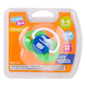 Chupeta Lolly Kinddy Mundo Bita Menino Silicone Verde 0-6 Meses 1 Unidade
