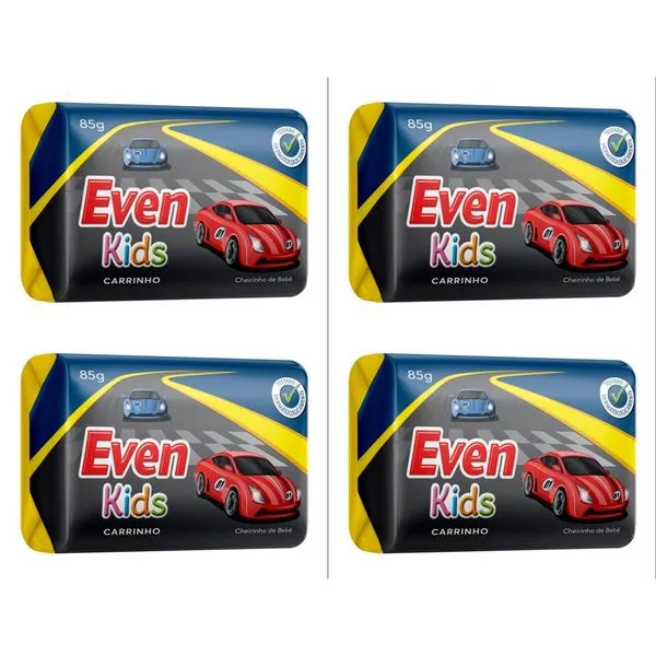 Kit c/4 Sabonetes Infantil Even Kids 85g Carrinho