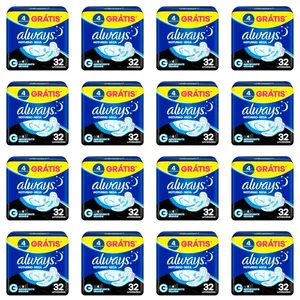Kit c/16 Absorventes Cobertura Seca Noturno Com Abas Always Simples 32 Unidades cada