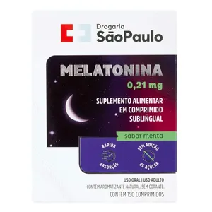 Melatonina 0,21mg Drogaria São Paulo Sabor Menta 150 Comprimidos Sublingual