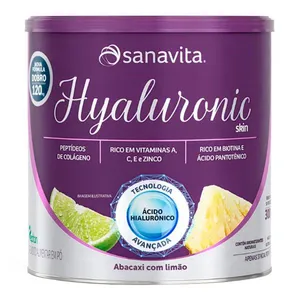 Colágeno Para a Pele Hyaluronic Skin Sanavita Abacaxi + Limão 300g Colágeno Para a Pele Hyaluronic Skin Sanavita Abacaxi com Limão 300g
