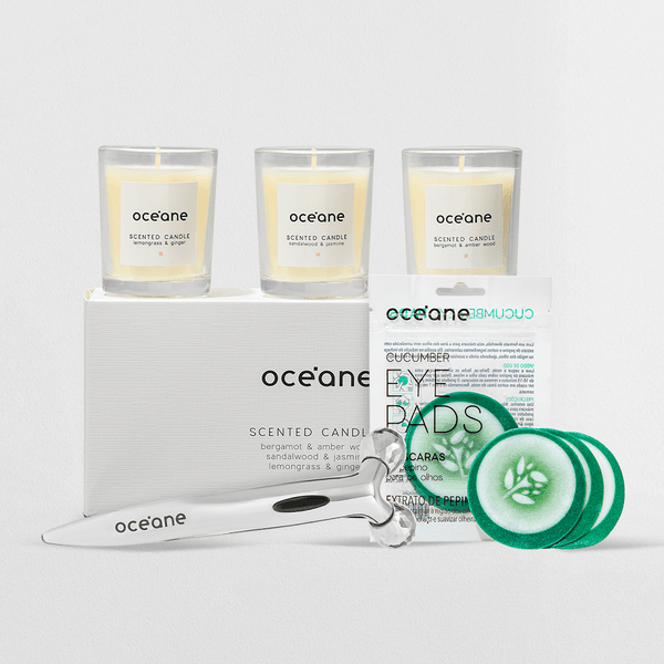 Kit Meu Momento - Máscara para Olhos de Pepino + Massageador Facial 3d + 3 Velas Perfumadas