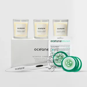 Kit Meu Momento - Máscara Para Olhos de Pepino + Massageador Facial 3d + 3 Velas Perfumadas Océane Kit Meu Momento - Máscara Para Olhos de Pepino + Massageador Facial 3d + 3 Velas Perfumadas