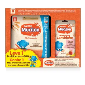 Cereal Infantil Mucilon Multicereais 600g + Snack Primeiro Lanchinho Morango 35g