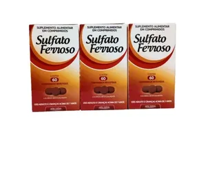 Kit com 3 Sulfato Ferroso - 60 Comprimidos - Arte Nativa