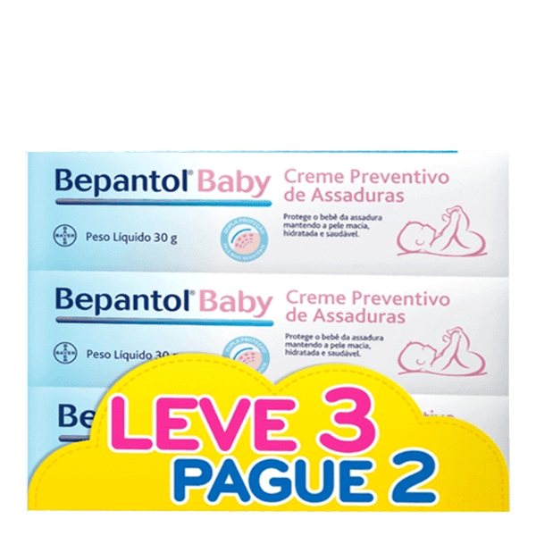 Kit Creme Preventivo de Assaduras para Bebês Bepantol Baby 3 Unidades de 30g