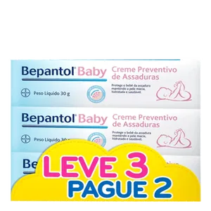 Kit Creme Preventivo de Assaduras para Bebês Bepantol Baby 3 Unidades de 30g