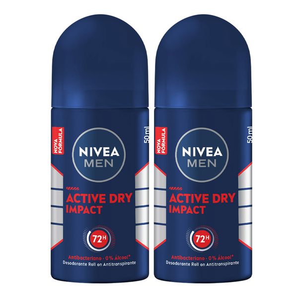 Kit Desodorante Antitranspirante Roll On Nivea Men Dry Impact 2 Unidades de 50ml