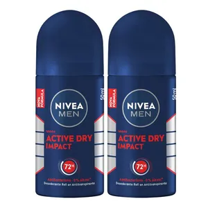 Kit Desodorante Antitranspirante Roll On Nivea Men Dry Impact 2 Unidades de 50ml