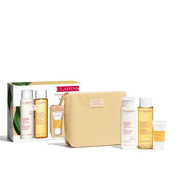 Clarins Leite de limpeza 200ml + Loção hidratante 200ml + Creme Esfoliante 15ml + Nécessaire