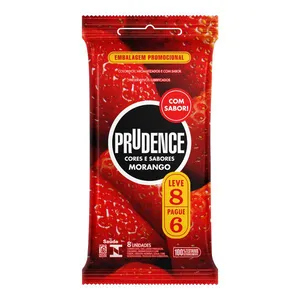 Preservativo Camisinha Prudence Lubrificado Morango 8 Unidades