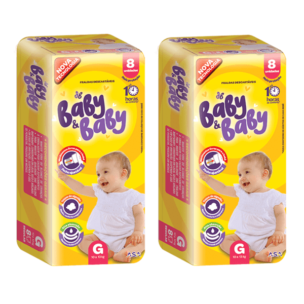 Kit 2 Fraldas Baby&Baby (G) 8 Unidades cada