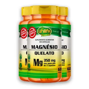 Kit 3 Magnésio Quelato Unilife 350mg 60 Cápsulas