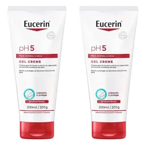 Kit com 2 Unidades de Gel Creme Hidratante pH5 Pele Seca Com 200ml Eucerin