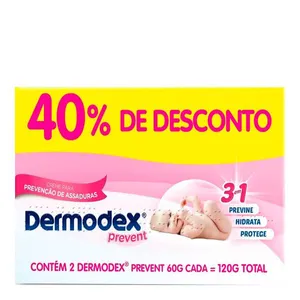 Kit 2 Pomada para Prevenção de Assaduras Dermodex Prevent 2 Unidades 60g Cada