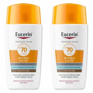 Kit com 2 Unidades de Eucerin Protetor Solar Hydro Fluid Facial Cor Escura FPS70 50ml