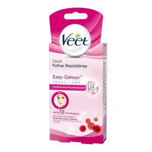Cera Fria Facial Veet Peles Normais e Secas 12 Folhas
