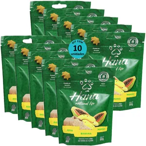 HANA NATURAL LIFE AVEIA BANANA MAMÃO 80G SNACKS PARA CÃES ADULTOS KIT C/ 10 Hana Natural Life Aveia Açaí Banana 80g Snacks Para Cães Adultos Kit C/ 10 un
