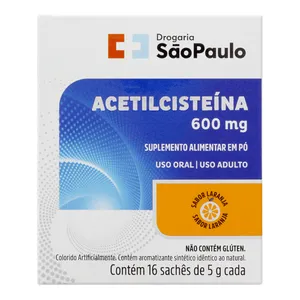 Suplemento Acetilcisteína 600mg Drogaria São Paulo 16 Sachês