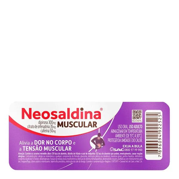 Analgésico e Relaxante Muscular Neosaldina Muscular 300mg 10 Comprimidos Revestidos