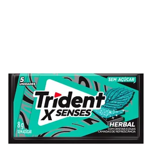 Chiclete Trident XSenses Herbal Sem Açúcar 8g 5 Unidades