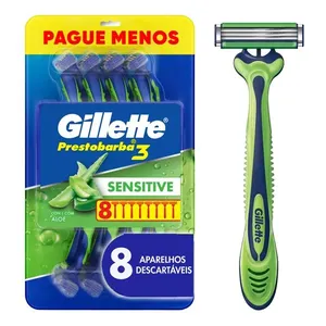 Kit Aparelho de Barbear Gillette Prestobarba3 Sensitive 8 Unidades