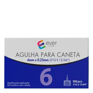 Agulha Caneta Insulina Ever Care 6mm 100 Unidades