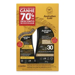 Kit Australian Gold Protetor Solar Spray Gel FPS30 200g + Bronzeador Spray Gel 120g