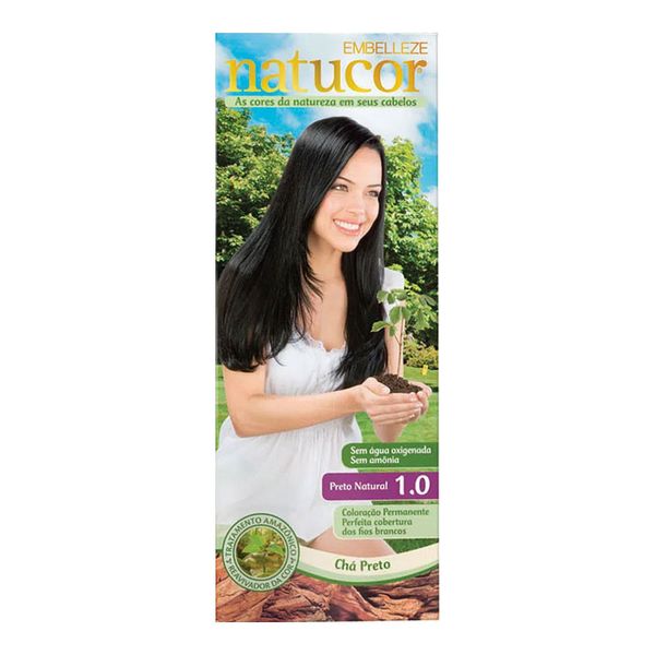 Tinta de Cabelo Natucor Embelleze 1.0 Preto Natural