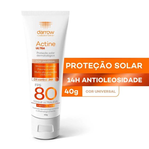 Protetor Solar Facial Darrow Actine FPS 80 Ultra Cor Universal 40g