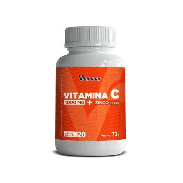 Vitamina C 1000mg + Zinco 30mg - 120 Cápsulas Vitaminar