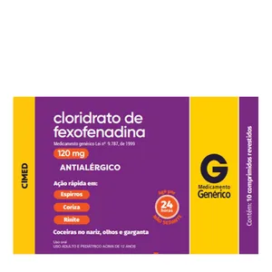 Antialérgico Cloridrato de Fexofenadina 120mg Genérico Cimed 10 Comprimidos Revestidos