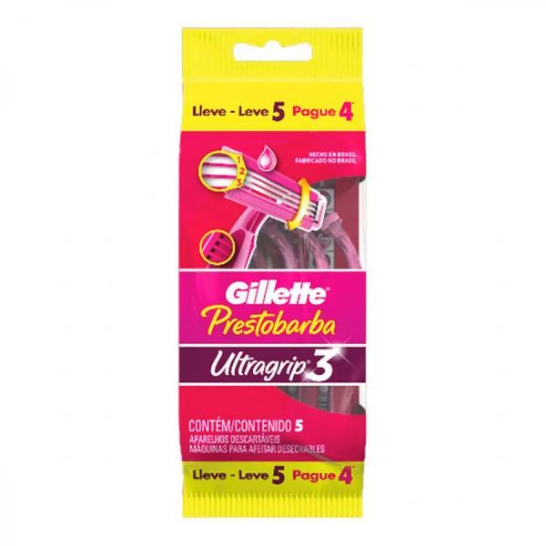 Aparelho de Barbear Gillette Prestobarba Ultragrip 5 Unidades