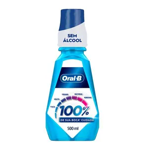 Enxaguante Bucal Oral-B 100% Zero Álcool Menta Refrescante 500ml