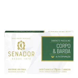 Kit Sabonete Senador Corpo e Barba 3 Unidades 130g Cada