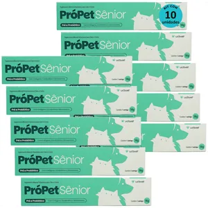 PRÓPET SÊNIOR 14G PRÉ E PROBIÓTICO PARA CÃES E GATOS UCBVET KIT COM 10