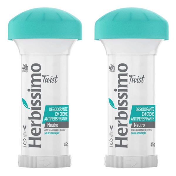 Kit c/2 Unidades de Desodorante Creme Twist Herbissimo 45g Neutro